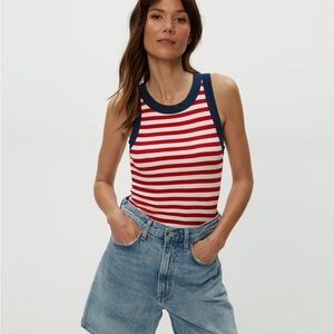 Michael Stars Gina Striped Red and White Tank Top